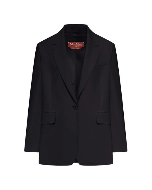Max Mara Blue Single-Breasted Peak-Lapel Blazer