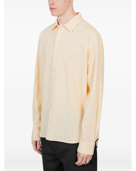 Vous Décidez White Seersucker Striped Shirt for men