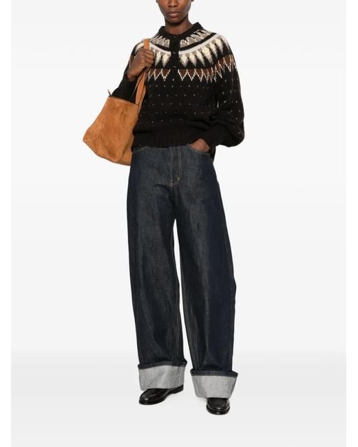 Yerse Black Pull En Maille À Motif