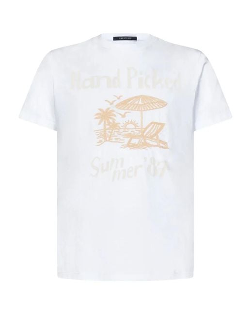 メンズ Hand Picked グラフィック Tシャツ White
