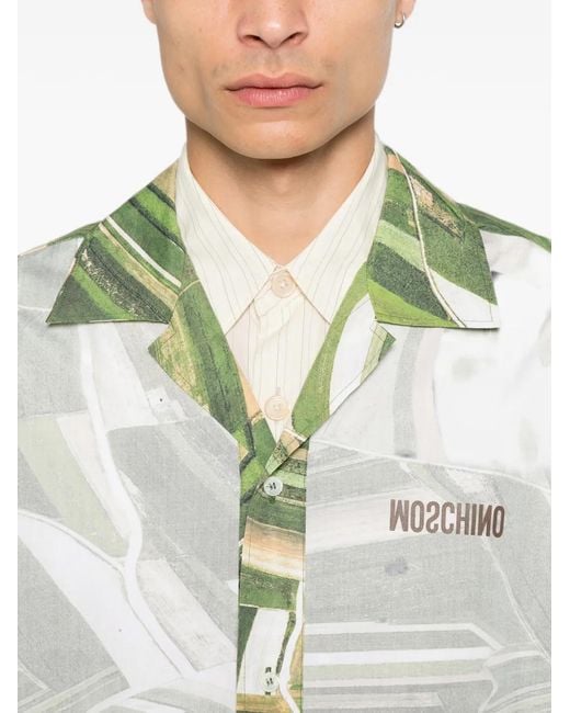 Moschino White Graphic-Print Short-Sleeve Shirt for men