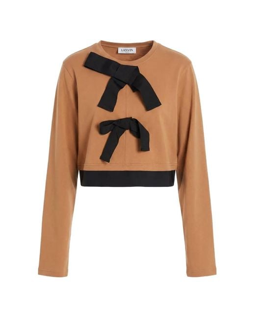 Lanvin White Bow-Detail Cropped T-Shirt