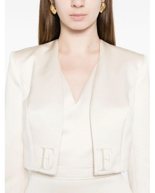 Elisabetta Franchi White Robe-Veste Crop À Logo
