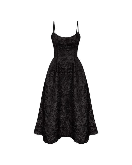 POST MERIDIEM Black Jacquard Midi Dress