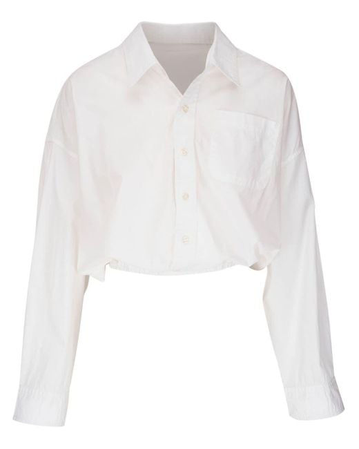 Chemise en coton à coupe crop R13 en coloris White