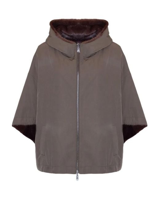 Lou Andrea Gray Hooded Reversible Cape