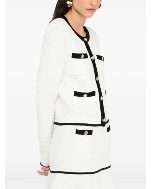 Liu Jo White Knit Button-fastening Jacket