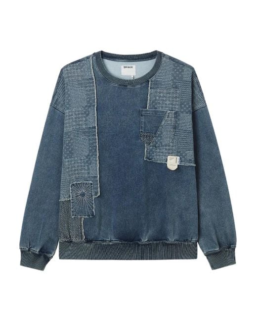 Musium Div. Blue Patchwork Pocket Sweatshirt for men