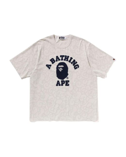 A Bathing Ape White Logo-Embroidery T-Shirt for men