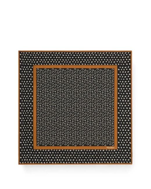 Max Mara Gray Taquila Polka-Dot Silk Scarf