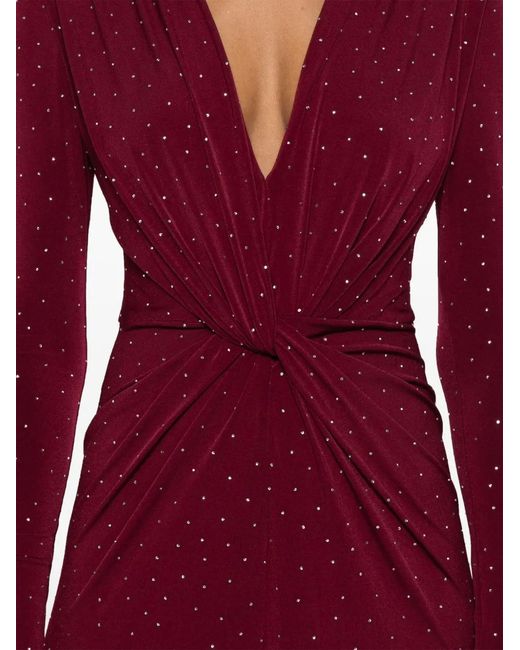 Nissa Purple Rhinestone-Embellished Maxi Dress