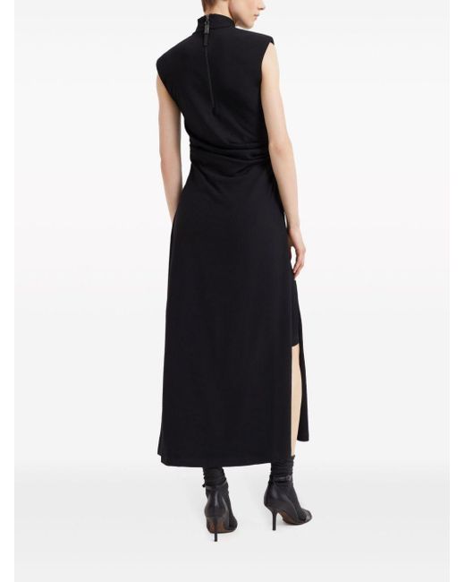 Brunello Cucinelli Black High-neck Draped Midi Dress