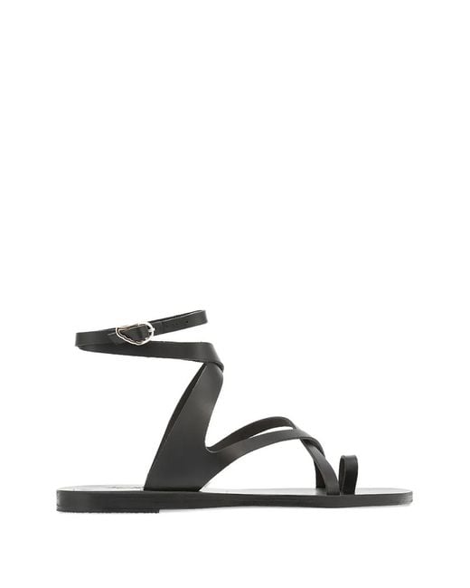 Ancient Greek Sandals White Demi Leather Flat Sandals