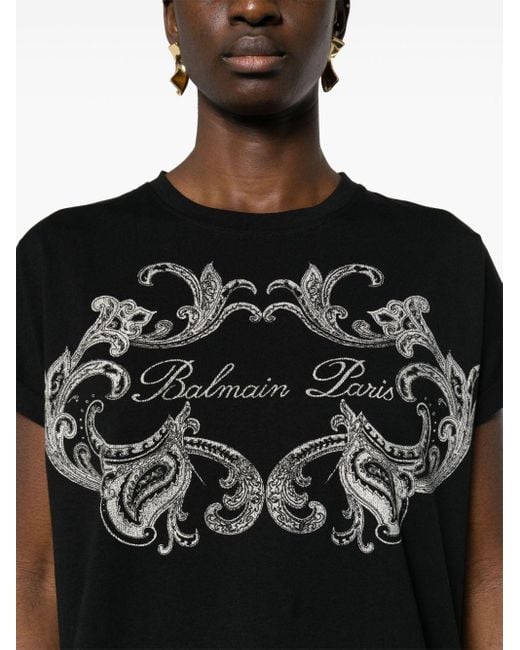 Camiseta con logo estampado Balmain de color Black