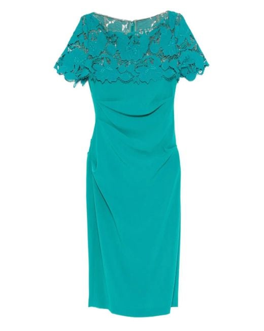 Talbot Runhof Women's Blue Lace-Panel Dress Talbot Runhof Women's Blue Lace-Panel Dress