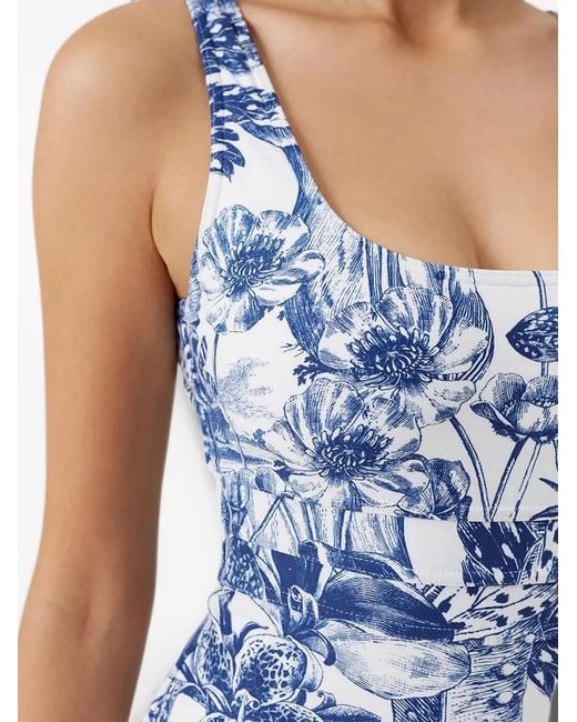 Melissa Odabash Blue Nevada Floral-Print Swimsuit