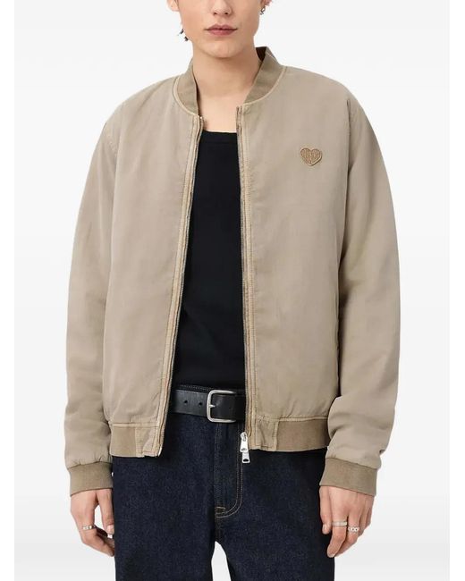 AllSaints Black Forres Heart-Patch Bomber Jacket for men