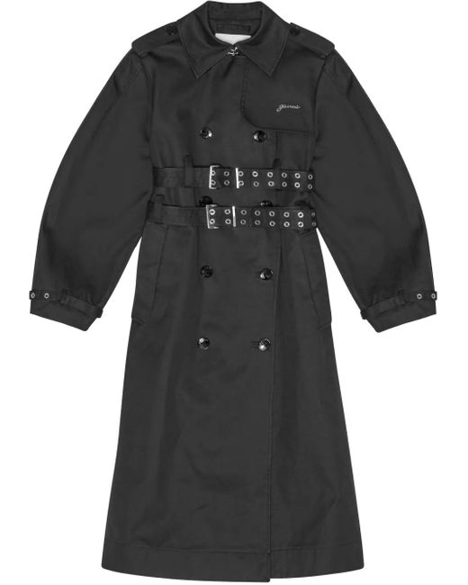 Ganni オーガニックコットン トレンチコート Black