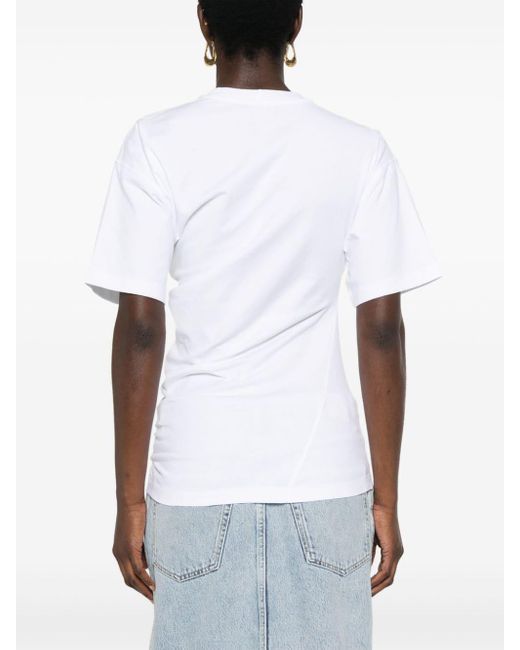 T-shirt asymétrique en coton biologique Totême  en coloris White