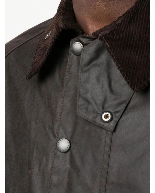 Barbour Black Waxed Cotton Coat for men
