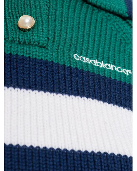 Casablanca Green Colour-Block Polo Top