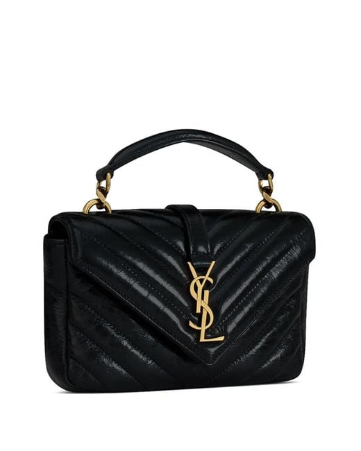 Cartera Acolchada Con Aplique Del Logo Saint Laurent de color Black
