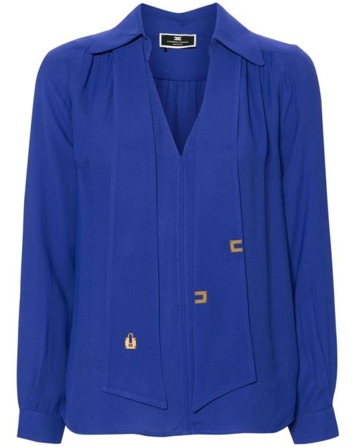 Blusa con detalle de pañuelo Elisabetta Franchi de color Blue