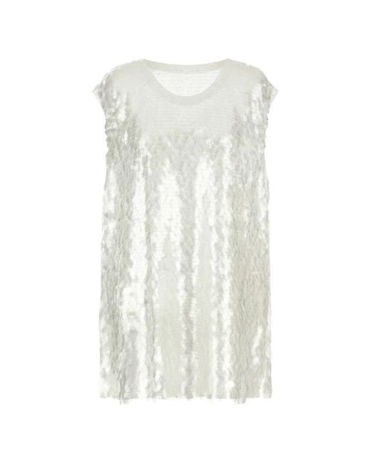 Norma Kamali White Boyfriend Sequin Top