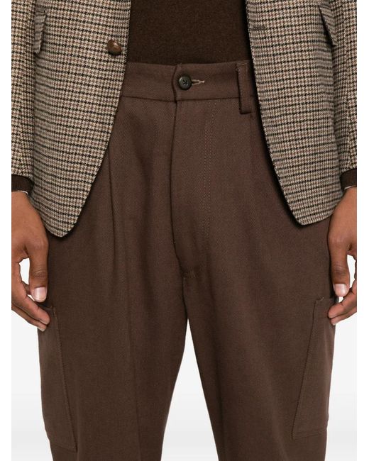 Eleventy Brown Pocket Pleated Trousers for men