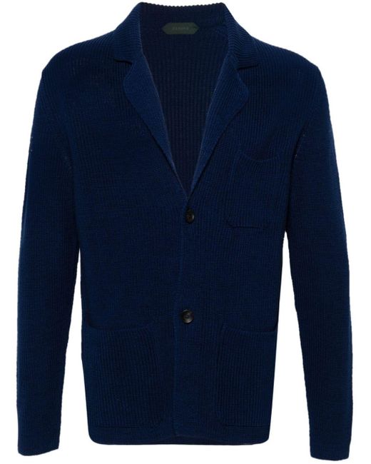メンズ Zanone Knitted Cotton Blazer Blue