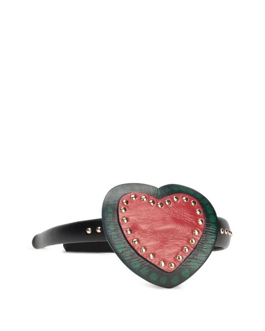 Red(v) White Studded Heart Headband