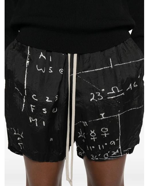 Rick Owens Black Boxer Shorts With Drawstring Waist And Slits