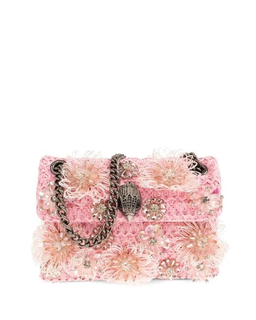 Kurt Geiger Pink Mini Kensington Floral-Appliqué Shoulder Bag