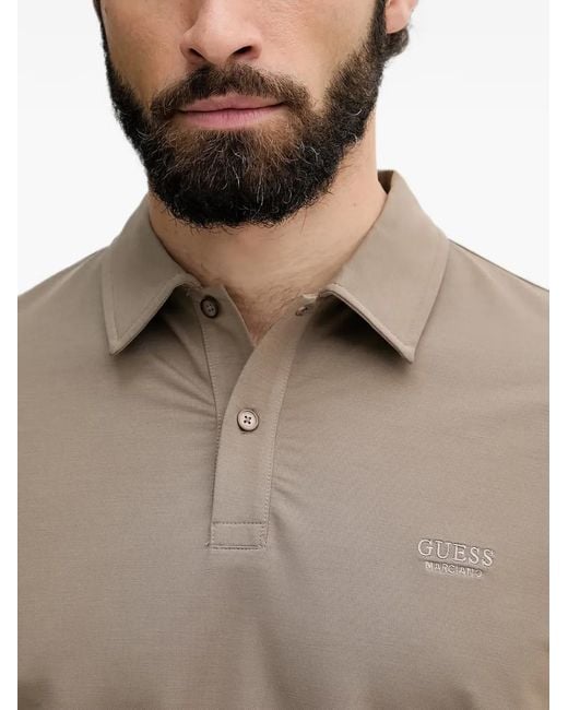 Guess Natural Logo-Embroidered Short-Sleeve Polo Shirt for men