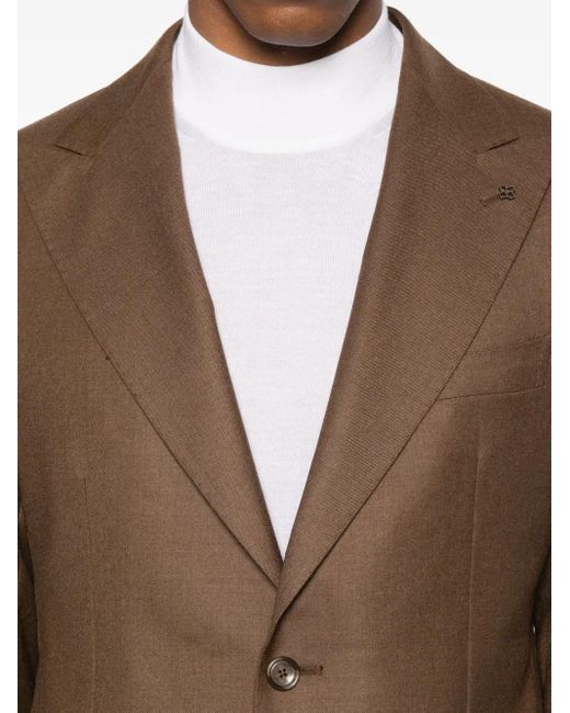 Tagliatore Brown Peak-Lapels Single-Breasted Suit for men