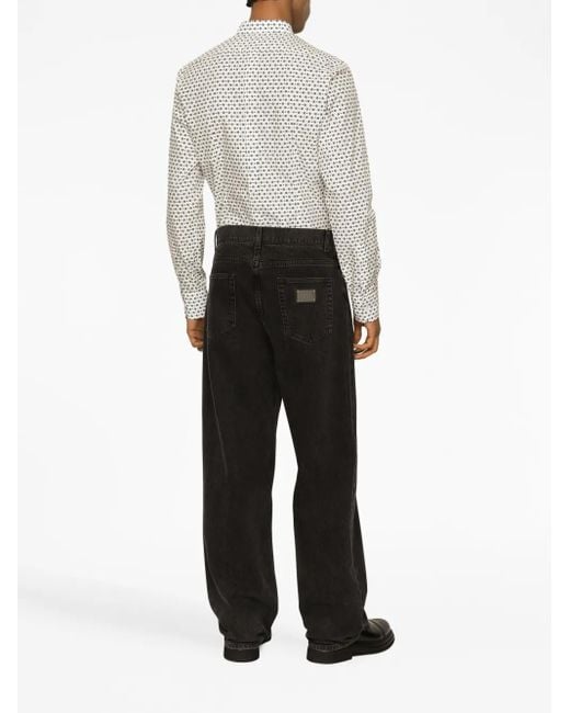 Dolce & Gabbana Natural Dg-Print Long-Sleeve Shirt for men