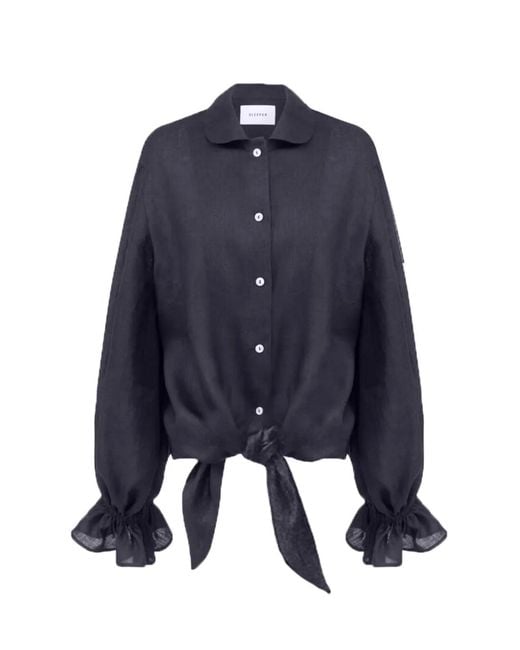 Sleeper Blue Ramba Linen Loungewear Shirt