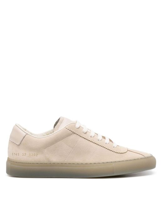 Common Projects Natural Stamped-numbers Suede Sneakers