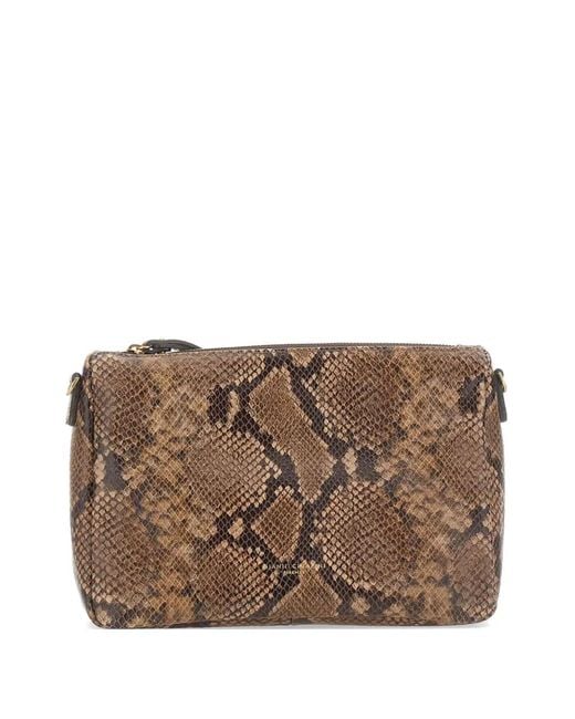 Gianni Chiarini Brown Nora Snake-Print Leather Clutch Bag