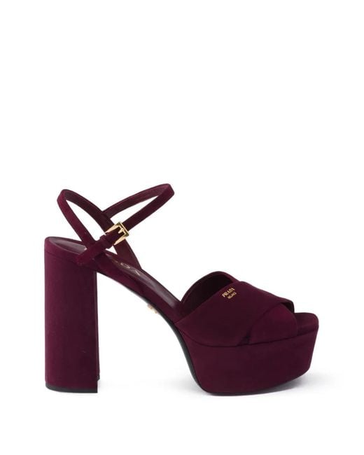 Prada Purple Suede Platform Sandals