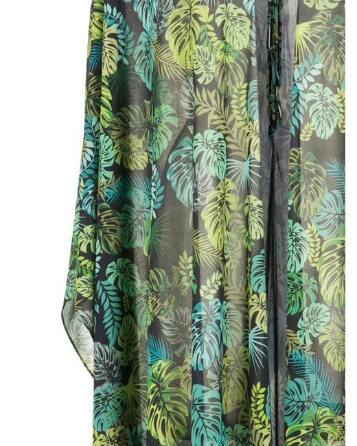 Amir Slama Green Tropical Print Kaftan