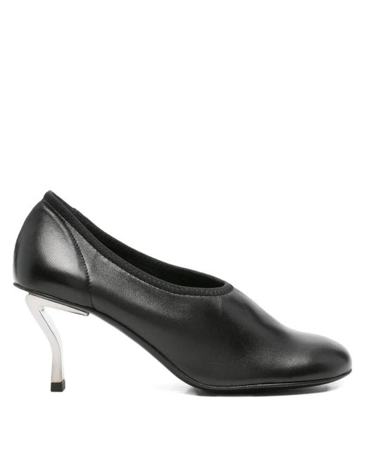 Nicole Saldanã Black Sculpted-Heel Leather Pumps