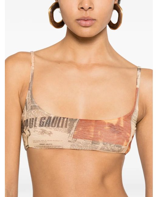 Jean Paul Gaultier Natural Newspaper-Print Top