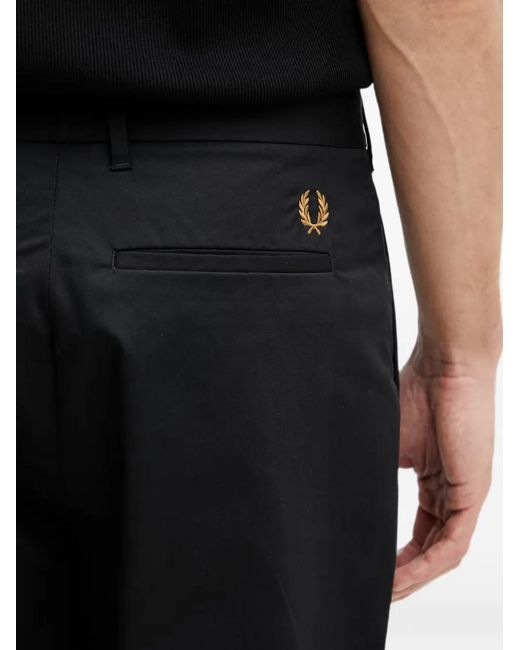 Fred Perry Black Logo-Embroidered Trousers for men