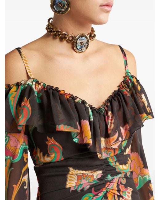 Vestido con estampado floral Etro de color Black