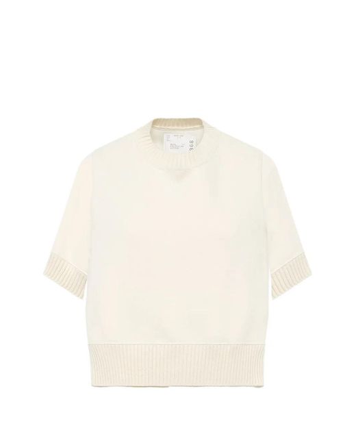 Sacai White Hybrid Panelled Sweater