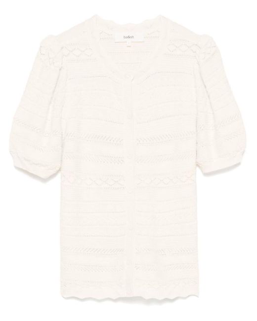 Ba&sh White Organic Cotton Openwork Cardigan