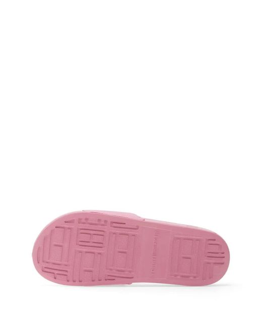 Tommy Hilfiger Pink Claquettes À Logo Brodé