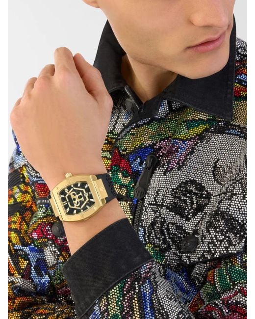 Philipp Plein Black The Hexagon Phantom 44Mm for men
