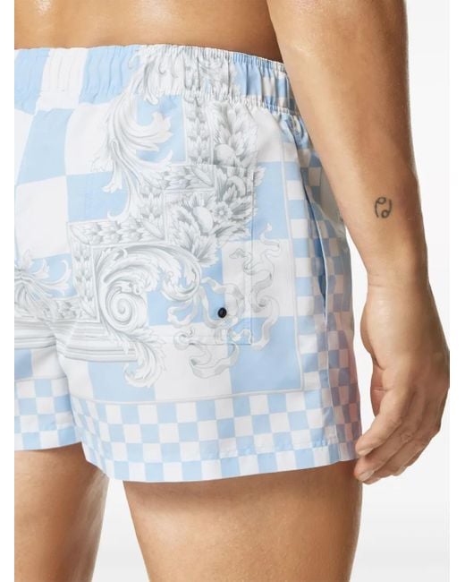 Bañador con estampado barroco Versace de hombre de color Blue